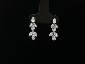 Fancy Shape Drop Earrings 18K WG Lab Grown 1-1.99ct