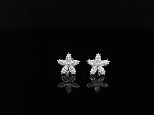 Marquise Flower Studs 9K WG Lab Grown 0.80ct