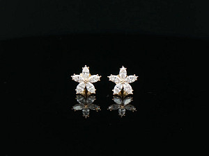 Marquise Flower Studs 9K YG Lab Grown 0.80ct
