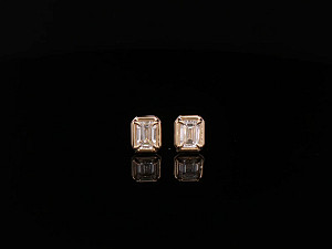 Rubover Emerald Studs 9K YG Lab Grown 1-1.99ct