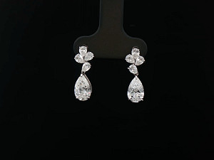 Pear Drop Earrings 18K WG Lab Grown 2-2.99ct