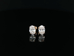 Oval Studs  9K YG Lab Grown IGI 2-2.99ct