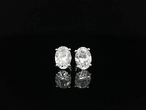 Oval Studs  9K WG Lab Grown IGI 5-5.99ct
