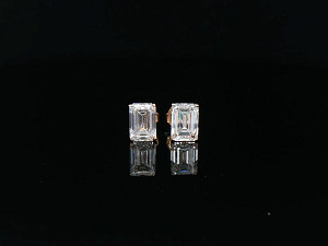 Emerald Studs 9K YG Lab Grown IGI 3-3.99ct