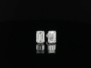 Emerald Studs 9K WG Lab Grown IGI 4-4.99ct