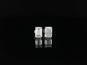 Emerald Studs 9K WG Lab Grown IGI 3-3.99ct